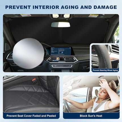 Windshield Sun Shade Custom Fit Volvo XC40 2019-2026 Foldable Sunshade Double Layer Windshield Cover Window Shade Sun Protector Sun Visor Accessories
