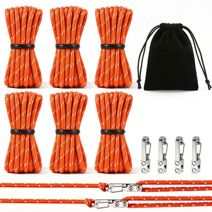 8 Pack Rope Tensioner Set with Alloy Buckles and Storage Bag, Adjustable Tie Down Ropes for Tent, Tarp, Hammock, Clothesline, Luggage & Outdoor Use (Green)