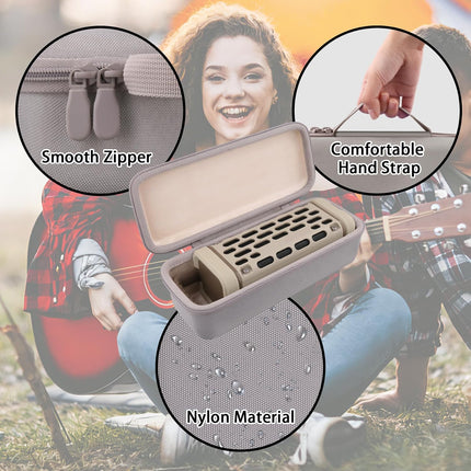 Hard Shell Protective Storage Case for Turtlebox Ranger: Loud! Outdoor Portable Bluetooth 5.4 Speaker, Shockproof Portable Travel Carrying Box with Handle, Tan