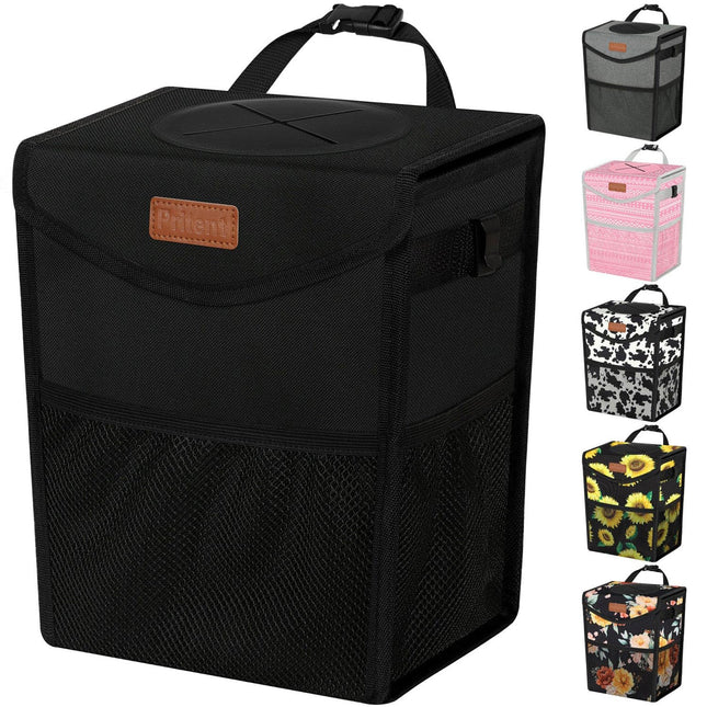 Car Trash Can with Lid, Cute Leakproof Car Trash Garbage Bag Hanging Vehicle Trash Bin Small Portable Automotive