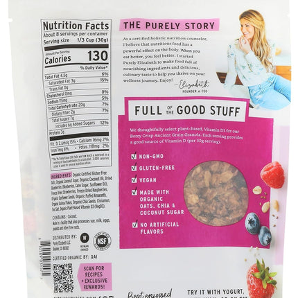 Purely Elizabeth, Berry Crisp, Ancient Grain Granola with Vitamin D, Gluten-Free (8oz Bag)