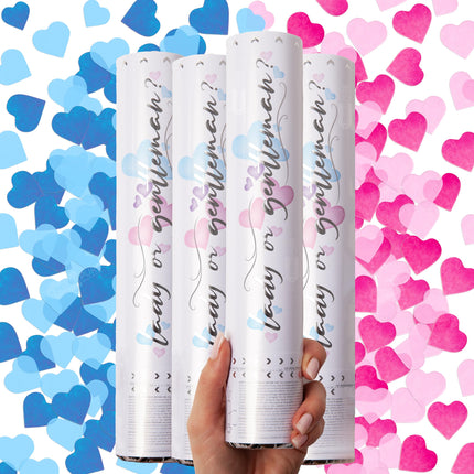 Gender Reveal Confetti Cannon, Biodegradable Blue Powder, 2 Pack