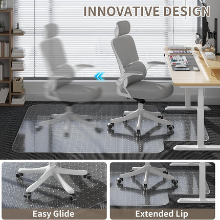 Office Chair Mat for Low Pile Carpeted Floors with Lip, 36" x 48" Plastic Floor mat for Desk Chair on Carpet,Easy Glide Carpet Protector Mat for Computer Chairs,Rolling Chairs,Home,Office Non-Slip