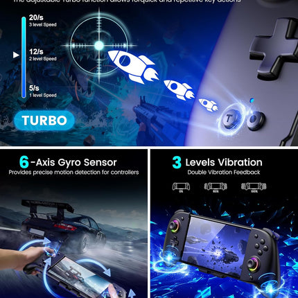 Spican Switch Controllers for Nintendo Switch/OLED Controller, Full-Size Switch Joy-pad for Better Handheld Mode, Switch Accessories Wireless Pro Controller with RGB Light/Battery/Turbo/Macro/4 Game Slot