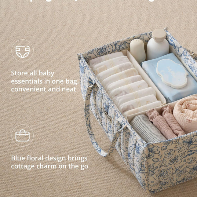 Floral Diaper Caddy Organizer, Stylish Nursery Storage Basket