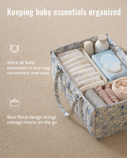 Floral Diaper Caddy Organizer, Stylish Nursery Storage Basket - photo 2