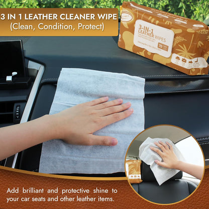 3in1 Leather Cleaner Wipes 70 Count, Extra Large 8" x - photo 5