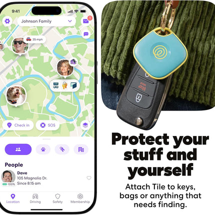 Life360 Tile - Bluetooth Tracker, Keys Finder and Item Locator for Keys, Bags and More. Phone Finder. Both iOS and Android Compatible. 1-Pack (Aqua Lemon)