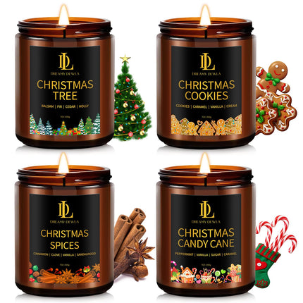 Fall Candles Set for Home Scented, 4 Pack 28oz, Soy Wax