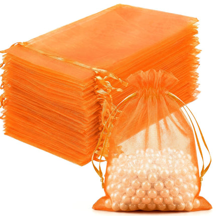 100Pcs White Organza Bags 3x4in,Small Mesh Drawstring Gift Bag