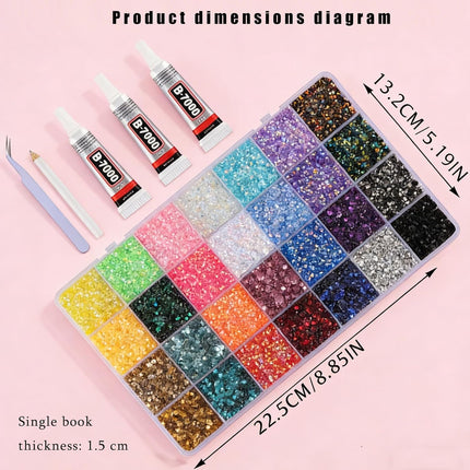 28 Colors Resin Jelly Gems Bedazzling Kit, 3mm Flatback Rhinestone Gems for Nail Art Crafts, with 3 Bottles B7000 Glue for Clothes, Shoes, Bedazzled DIY Jewelry Making Heavy Duty Weather Resistant