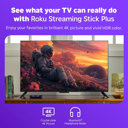 Roku Streaming Stick Plus - 4K & HDR Roku Streaming Device for TV with Voice Remote - Free & Live TV