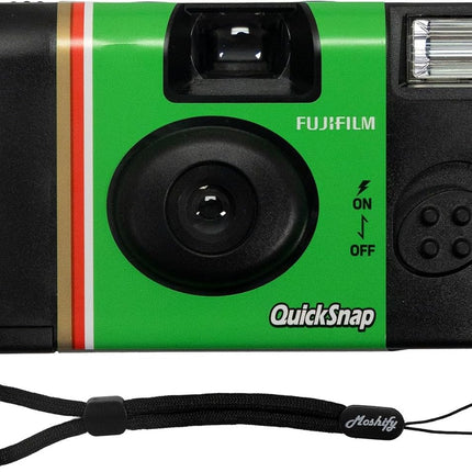 Fujifilm QuickSnap Flash 400 Disposable Camera – Single 35mm Film Camera + Adjustable Moshify Wrist Strap – Fuji Disposable One-Time-Use Camera for Travel, Parties, Weddings, Events