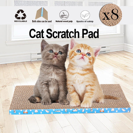 8 Packs in 1 Cat Scratch Pad, Cat Scratcher Cardboard,Reversible,Durable Recyclable Cardboard, Premium Scratch, Suitable for Cats to Rest, Grind Claws and Play (0.8" H(8 Packs))