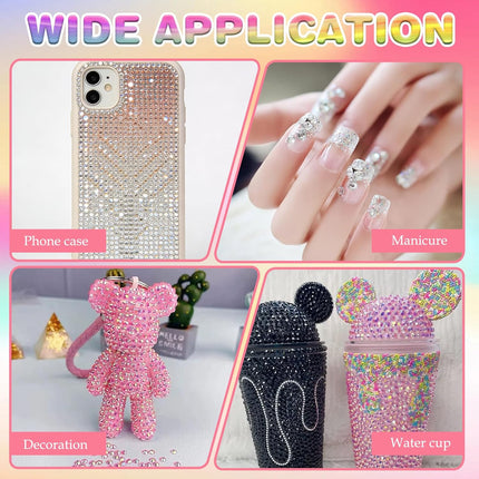 Multicolor High-Gloss Resin Flatback Rhinestones (3mm) with 3Pcs B7000 Jewelry Glue - DIY Bedazzling Kit for Diamond Art, Nail Art & Crafts (30000)