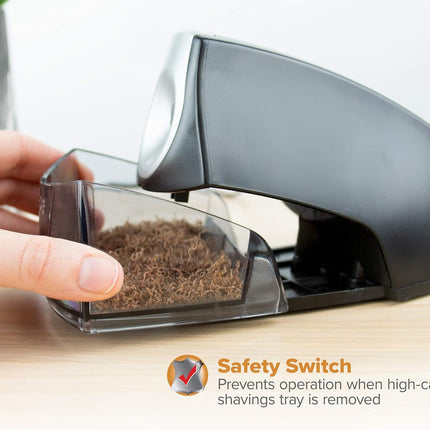 Bostitch Office Electric Pencil Sharpener, Heavy Duty Powerful Stall-Free Motor, High Capacity Shavings Tray, for Office or Classroom, Black