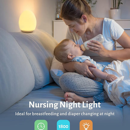 JolyWell Night Light for Kids, Baby Night Light with 7 Colors Changing Mode & Stepless Dimming, Nursery Night Light BPA Free,Rechargeable Egg Night Light for Breastfeeding 1h Timer & Touch Control