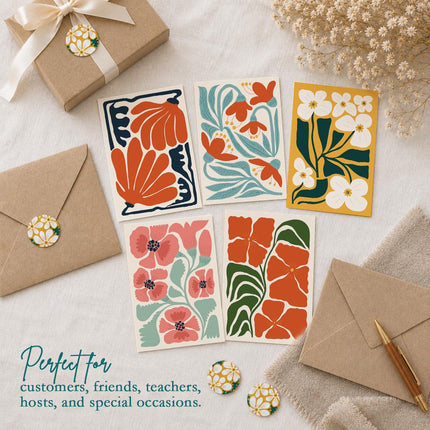 Blank Cards with Envelopes, Modern Abstract Flowers 50 Pack - photo 5