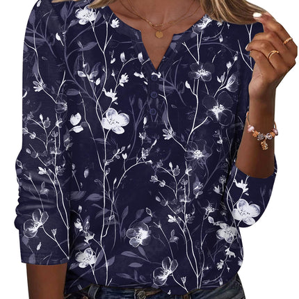 Long Sleeve Shirts for Women Casual V Neck Fall Tops Summer Blouses