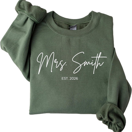 Custom Mrs Sweatshirt Personalized Bride Sweatshirt Future Mrs Shirt Hoodie for Bride Gifts Est 2026 Bridal Shower Gift Multicolor