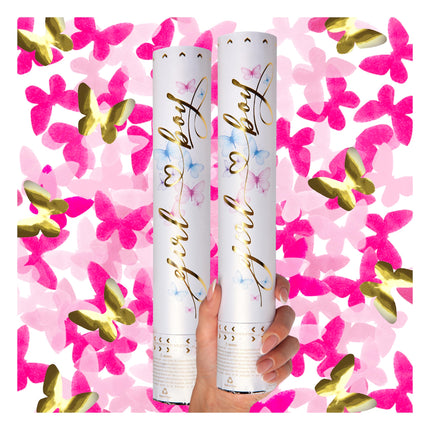 Gender Reveal Confetti Cannon, Biodegradable Blue Powder, 2 Pack