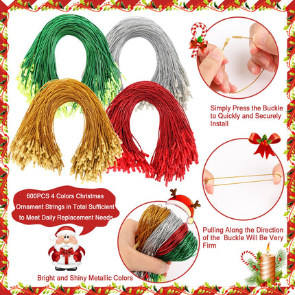 600Pcs Christmas Ornament Hooks, Ornament Hangers with Snap