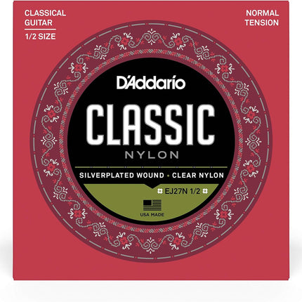 D'Addario Student Nylon Classical Guitar Strings, EJ27N, Guitalele, Normal Tension, 1/2 Size, 6-String Set, Pack of 1