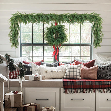 9FT Artificial Norfolk Pine Garland, Realistic Christmas Greenery Garland
