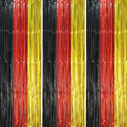 Gold Foil Fringe Backdrop Curtains, 3.3x8.2ft, 3 Pack