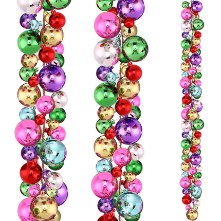 2 Pcs 6 ft Christmas Ball Ornament Garland, Champagne Gold