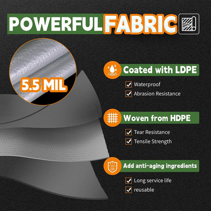 Tarps 8x10Ft 5.5 Mil Multipurpose Waterproof Poly Tarp Cover