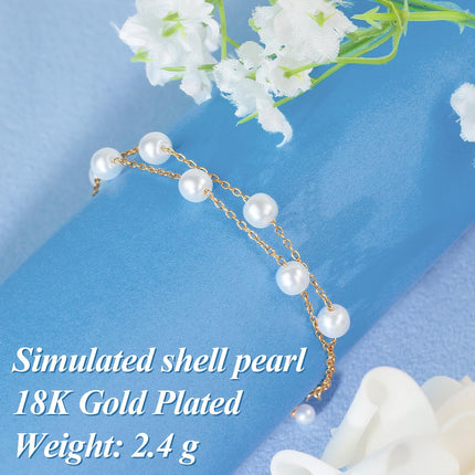 DAYANEY Pearl Bracelets for Women, Gold Bracelet Silver Pearl Jewelry as Gifts for Girls, Dainty Daisy and Heart Braclets Cute Floral Prom Jewelry for Bridesmaid Brazaletes Para Mujer