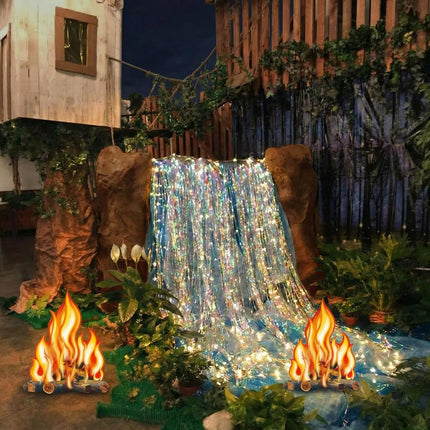 Spiareal 7 Pcs Waterfall Landscaping Kit for Classroom Vbs Decorations DIY Rainforest Campfire Backdrop with LED Light Bible Story Scene 3D Stream Props Vacation Bible School Jungle Church Event 2026