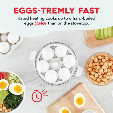 Dash Rapid Egg Cooker - Boiler, Poacher & Steamer - Includes Measuring & Recipe Guide - Dishwasher Safe - Holds 7 Eggs, White
