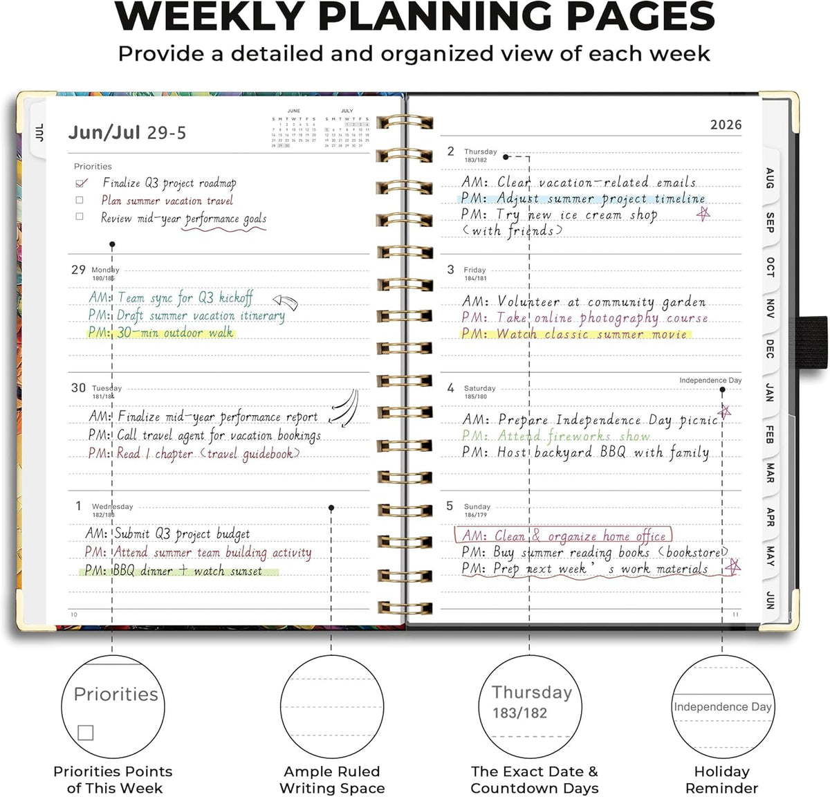Academic Planner 2026-2027, July 2026-June 2027, Weekly & Monthly, 5.7 x 8.3, Hardcover Spiral-Bound - photo 3