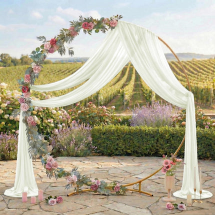 MDS Pack of 2 Wedding Arch Drape Panel (30" Width x 30ft Long) Sheer Chiffon Arbor Canopy Drapery Fabric for Wedding Ceremony Reception Decoration Party Ceiling Backdrop Curtain Swag - Ivory