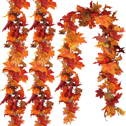 3 Pack Fall Leaves Garland, 17.7Ft Maple Leaf Fall Vines Autumn Garland for Thanksgiving Wedding Party Decor, Indoor Outdoor Farmhouse Home Decorations