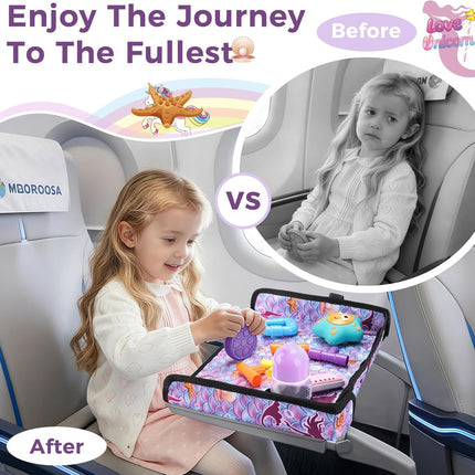 COOLBEBE Airplane Tray Table Cover – Foldable Travel Tray Cover for Toddlers 1-3 – Universal Fit for Airplane, Car Seat, High Chair – Machine Washable, Portable (Mermaid)