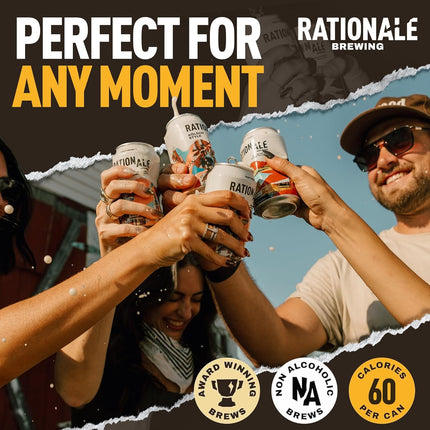 Rationale Brewing Non Alcoholic Hazy IPA - 6 x 12oz Cans - Premium Craft Beverage, Low Calorie, Zero- Alcohol Can Alternative - Award Winning Non-Alcoholic Drinks