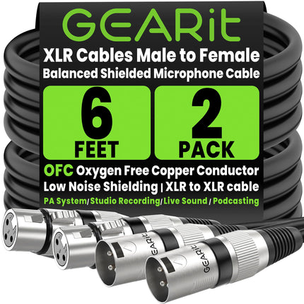 22AWG OFC XLR Cables 10 FT 6-Pack Male to Female for Live Bands