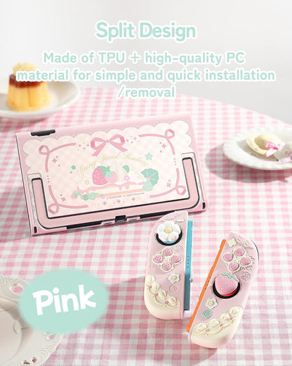 Strawberries with Cream Pink Silicone Protective Case with Thumb Grip Caps - photo 5