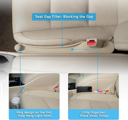 Car Seat Gap Filler Set of 2, Soft Foam Multifunctional Seat Side Gap Filler with Organizer & Hook - photo 3