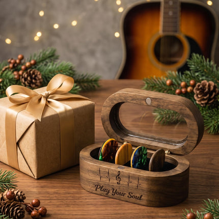 Portapúas de guitarra, regalos para hombres guitarristas, nogal negro