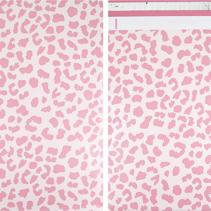 Inspired Mailers - Large Poly Mailers 14.5 x 19-50 Pack - Rose Gold Cheetah Design - Shipping Bags and Mailing Envelopes for Packaging