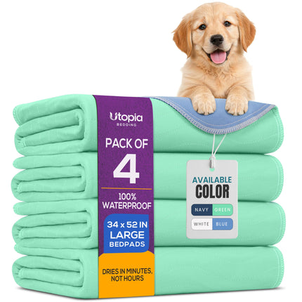 4 Pack Washable Pee Pads for Dogs 34" x 36", Waterproof Dog Training Pads