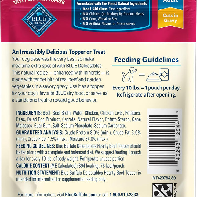 Natural Wet Dog Food Toppers, Hearty Beef Cuts in Gravy