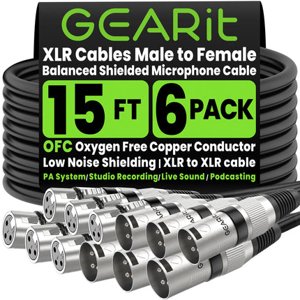 22AWG OFC XLR Cables 10 FT 6-Pack Male to Female for Live Bands