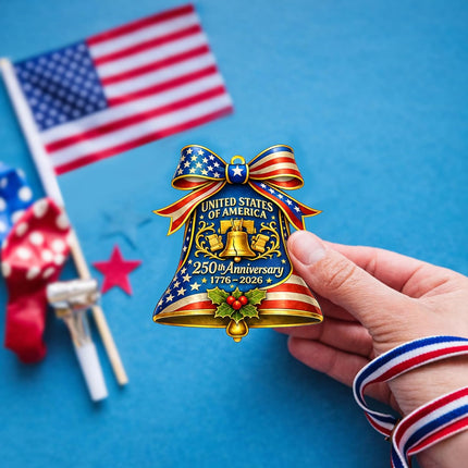 250 Anniversary USA 2D Acrylic Hanging Ornament 4x4in, Acrylic Patriotic Hanging Decor 1776–2026 American Flag Theme Celebration Ornament for Home Party Tree Decoration Gift Idea