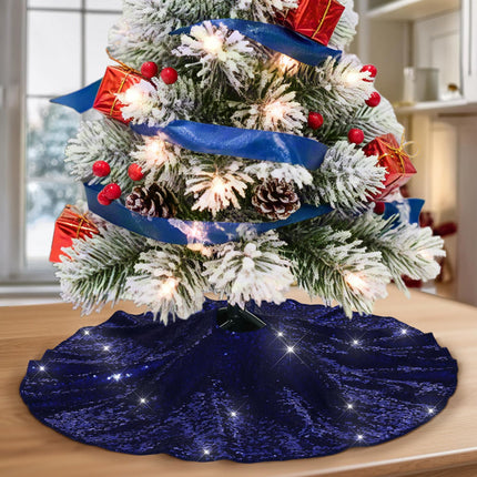 Black Christmas Tree Skirt, 36 Inch Sequin Tree Skirt