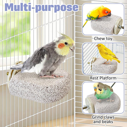 BNOSDM 4 Pcs Small Natural Parrot Beak Grinding Stone Parakeet Chew Toy Calcium Parrot Perch Stand Bird Cage Accessories for Budgies, Cockatiels, Conures, Lovebirds, Canary